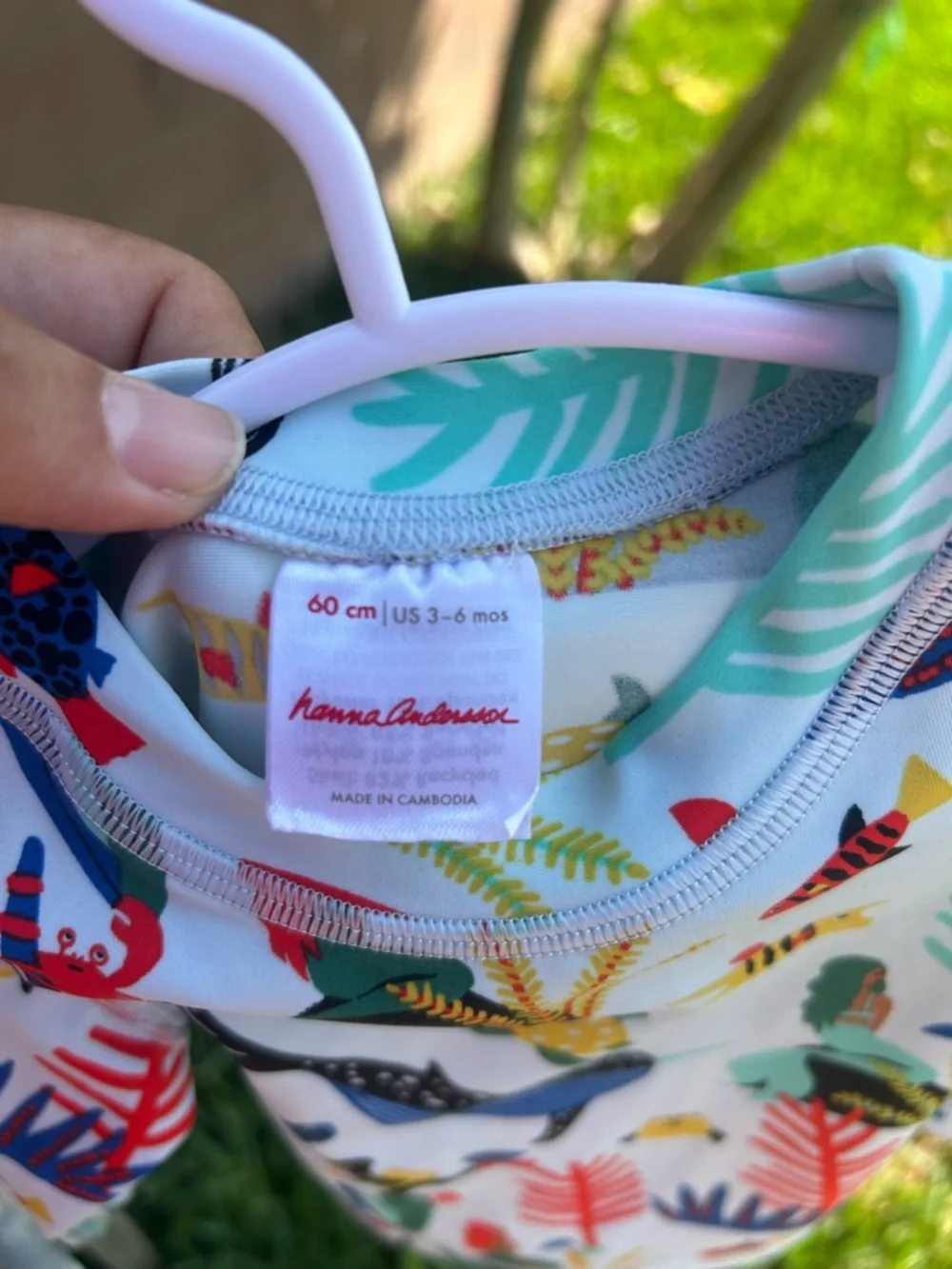 Hanna Andersson White Kids Rashguard with Multicolor Ocean Print